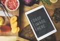 Digital Tablet Kitchen Food Vegan Copy Space Concept Royalty Free Stock Photo