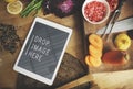 Digital Tablet Kitchen Food Vegan Copy Space Concept Royalty Free Stock Photo