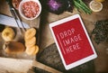 Digital Tablet Kitchen Food Vegan Copy Space Concept Royalty Free Stock Photo