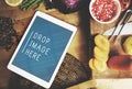 Digital Tablet Kitchen Food Vegan Copy Space Concept Royalty Free Stock Photo