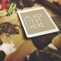 Digital Tablet Kitchen Food Vegan Copy Space Concept Royalty Free Stock Photo