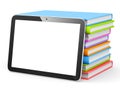 Digital Tablet With Stack of Books