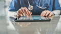 Digital tablet usage, medical documentation and application in healthcare Royalty Free Stock Photo