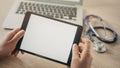 Digital tablet usage, medical documentation and application in healthcare Royalty Free Stock Photo