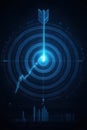 Digital target with arrow symbolizing precision and success in business analytics Royalty Free Stock Photo