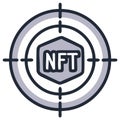 Digital target concept with NFT text illustration showing decentralized finance icon Royalty Free Stock Photo