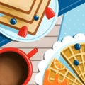 Digital tasty breakfast food illustration.