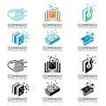 Digital tech book logo design, Pixel Book Logo Template Design Vector Royalty Free Stock Photo