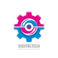 Digital tech - vector business logo template concept illustration. Gear electronic factory sign. Cog wheel technology symbol. SEO Royalty Free Stock Photo
