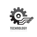 Digital tech - vector business logo template concept illustration. Gear electronic factory sign. Cog wheel technology symbol. SEO