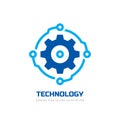 Digital tech - vector business logo template concept illustration. Gear electronic factory sign. Cog wheel technology symbol. SEO Royalty Free Stock Photo