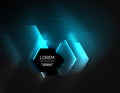 Digital techno abstract background, glowing hexagons Royalty Free Stock Photo