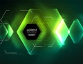 Digital techno abstract background, glowing hexagons Royalty Free Stock Photo