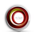 Digital techno sphere web banner, button or icon with text. Glossy swirl color abstract circle design, hi-tech Royalty Free Stock Photo