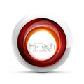 Digital techno sphere web banner, button or icon with text. Glossy swirl color abstract circle design, hi-tech