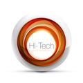 Digital techno sphere web banner, button or icon with text. Glossy swirl color abstract circle design, hi-tech Royalty Free Stock Photo