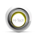 Digital techno sphere web banner, button or icon with text. Glossy swirl color abstract circle design, hi-tech Royalty Free Stock Photo