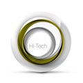 Digital techno sphere web banner, button or icon with text. Glossy swirl color abstract circle design, hi-tech Royalty Free Stock Photo