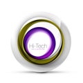 Digital techno sphere web banner, button or icon with text. Glossy swirl color abstract circle design, hi-tech Royalty Free Stock Photo