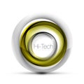 Digital techno sphere web banner, button or icon with text. Glossy swirl color abstract circle design, hi-tech Royalty Free Stock Photo