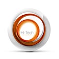 Digital techno sphere web banner, button or icon with text. Glossy swirl color abstract circle design, hi-tech Royalty Free Stock Photo