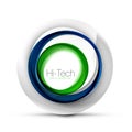 Digital techno sphere web banner, button or icon with text. Glossy swirl color abstract circle design, hi-tech Royalty Free Stock Photo