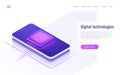 Digital technologies, data processing isometric concept. Vector Royalty Free Stock Photo