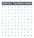 Digital technologies vector line icons set. Digital, Technologies, Computation, Networks, Software, Automation