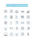 Digital technologies vector line icons set. Digital, Technologies, Computation, Networks, Software, Automation Royalty Free Stock Photo