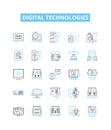 Digital technologies vector line icons set. Digital, Technologies, Computation, Networks, Software, Automation Royalty Free Stock Photo