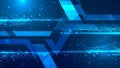 Digital Technology Abstract Background with Network Data Connections Geometric Shapes in Blue Royalty Free Stock Photo