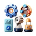 Digital technology abstract icons for data analysis and process automation concepts Royalty Free Stock Photo