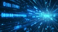Digital technology background with blue binary code