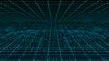 Digital technology background. Directed stream of luminous particles. Big data visualization. 3d rendering
