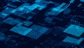 Digital technology background. Directed stream of luminous particles. Big data visualization. 3d rendering