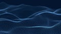 Digital technology background. Dynamic wave of glowing points. 3d rendering Royalty Free Stock Photo