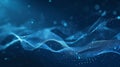 Digital technology background, wave with many dots and particles. Royalty Free Stock Photo
