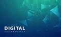 Digital technology banner blue green background concept, cyber technology light effect, abstract tech, innovation future data Royalty Free Stock Photo