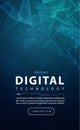 Digital technology banner green blue background concept with technology light effect, abstract tech, innovation future data