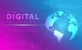 Digital technology banner pink blue background concept with technology line light effects, abstract tech, illustration vector Royalty Free Stock Photo