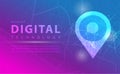 Digital technology banner pink blue background concept with technology line light effects, abstract tech, Map GPS navigation tech Royalty Free Stock Photo