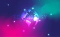 Digital technology banner pink blue background concept with technology line light effects, abstract digital tech world, Vector Royalty Free Stock Photo