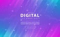 Digital technology banner pink blue background concept, technology light purple effect, abstract tech, innovation future data tech