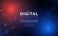 Digital technology banner pink blue background, online cyber technology security, abstract tech, innovation future data Royalty Free Stock Photo