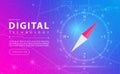 Digital technology and Compass map gps banner pink blue background concept, Technology effect, abstract tech, Map GPS navigation Royalty Free Stock Photo