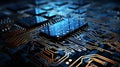 Digital technology concept clear empty space in futuristic cybernetic circuit background
