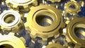 Digital Technology Concept with Golden Gears and Binary Code 3d render Royalty Free Stock Photo