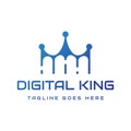 Digital technology crown king logo design Royalty Free Stock Photo