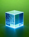 Digital Technology Cube with Glowing Circuits Royalty Free Stock Photo