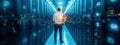 Digital technology and cybersecurity Engineer working in a data center